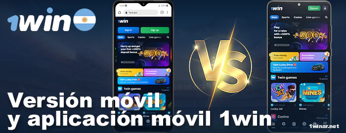 Versión móvil vs app 1win