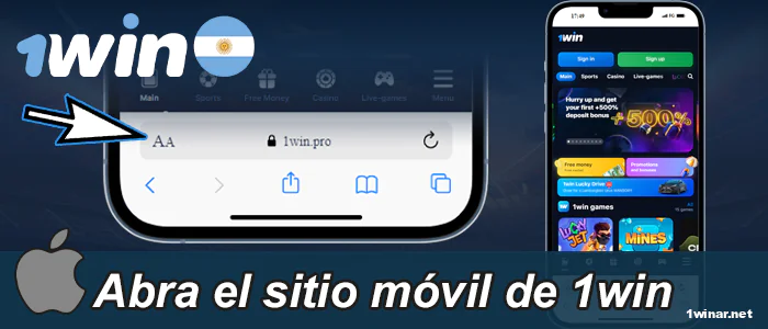 Visita 1win con Safari o cualquier otro navegador de tu smartphone