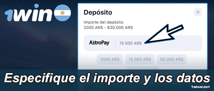 Indique el monto y datos personales