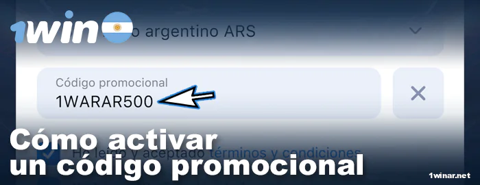 Activar un código promocional en 1win
