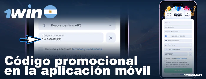 Usar código promocional 1win en la app