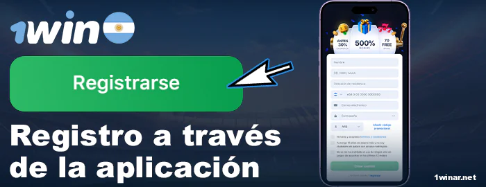 Registro en la app móvil 1win