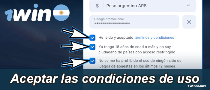 Aceptar las condiciones de uso