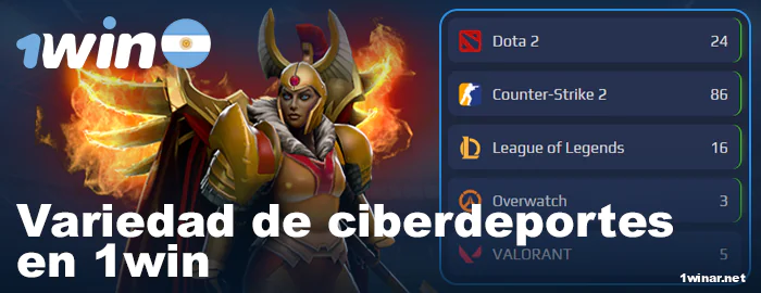 Variedad de Сiberdeportes en 1win Argentina