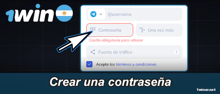 Crear una contraseña en 1win Argentina