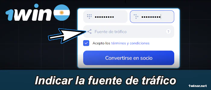 Especificar una fuente de tráfico en 1win Argentina