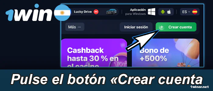Haga clic en el botón de registro de 1win Argentina