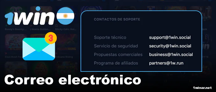 Comunicación por correo electrónico en 1win Argentina